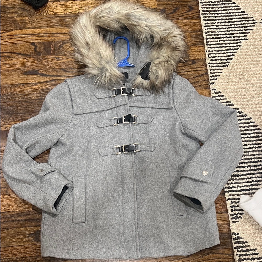Vici Gray Kids Puffer Coat with Faux Fur Hood